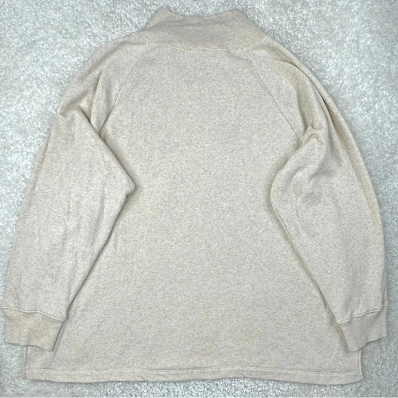 J. Crew Wide Button Collar Mock Neck Pullover Top, Heathered Oatmeal Tan 3X Plus - Picture 7 of 9